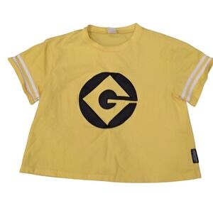 Minions Graphic Crop Top Yellow Crew Neck Short Sleeve Junior's Size‎ M